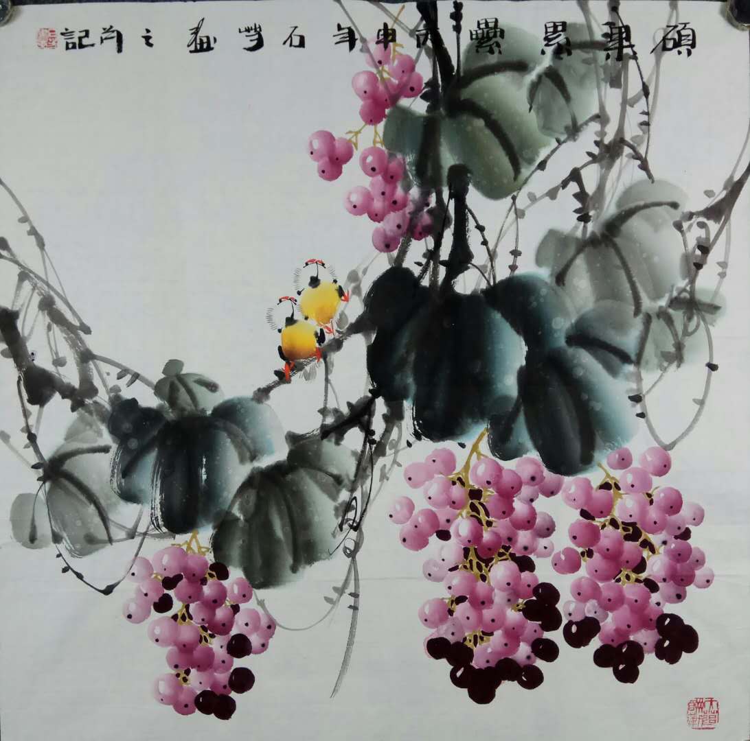 石芳省美协画家写意四尺斗方花鸟